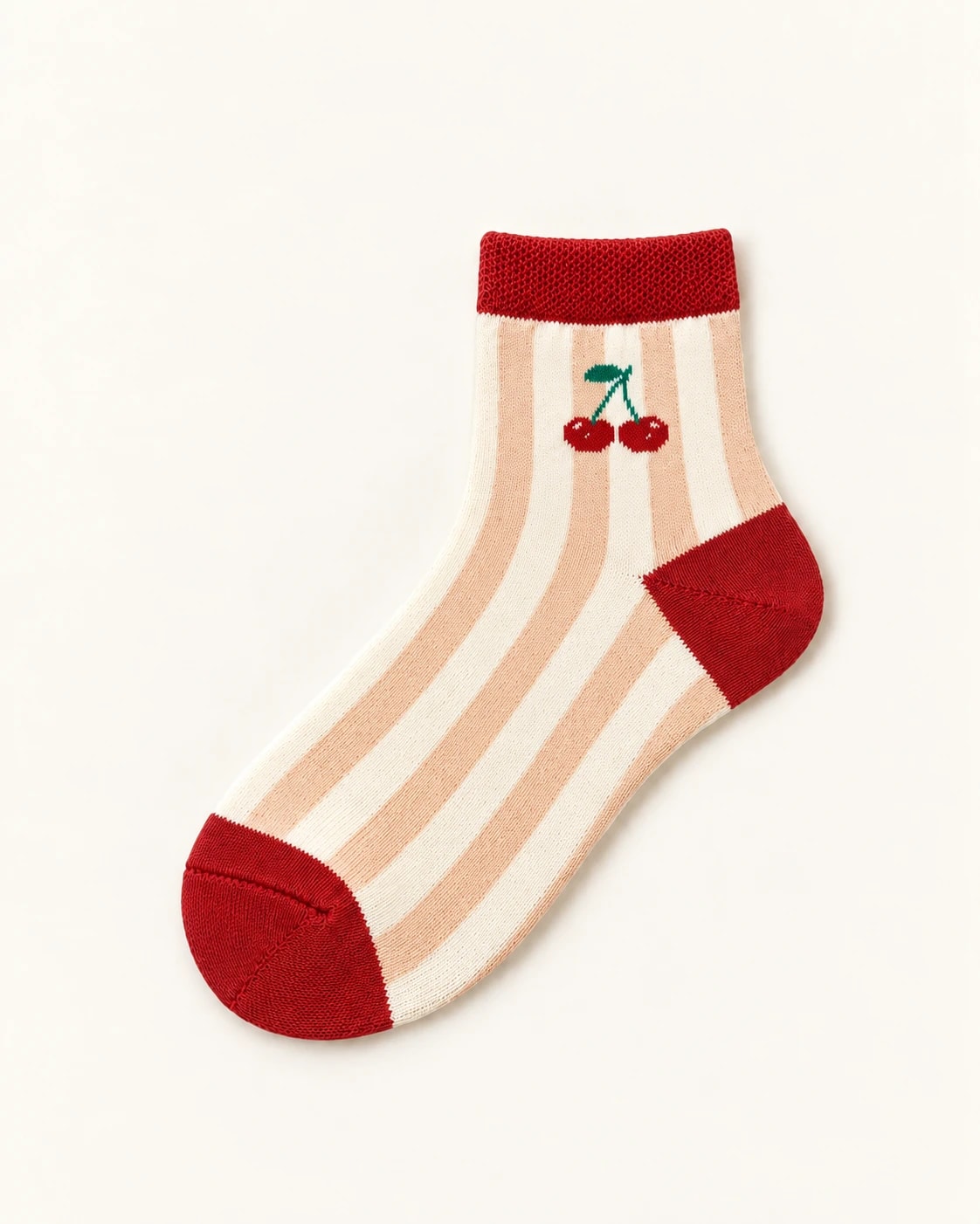 Cherry sock, knitted crew sock