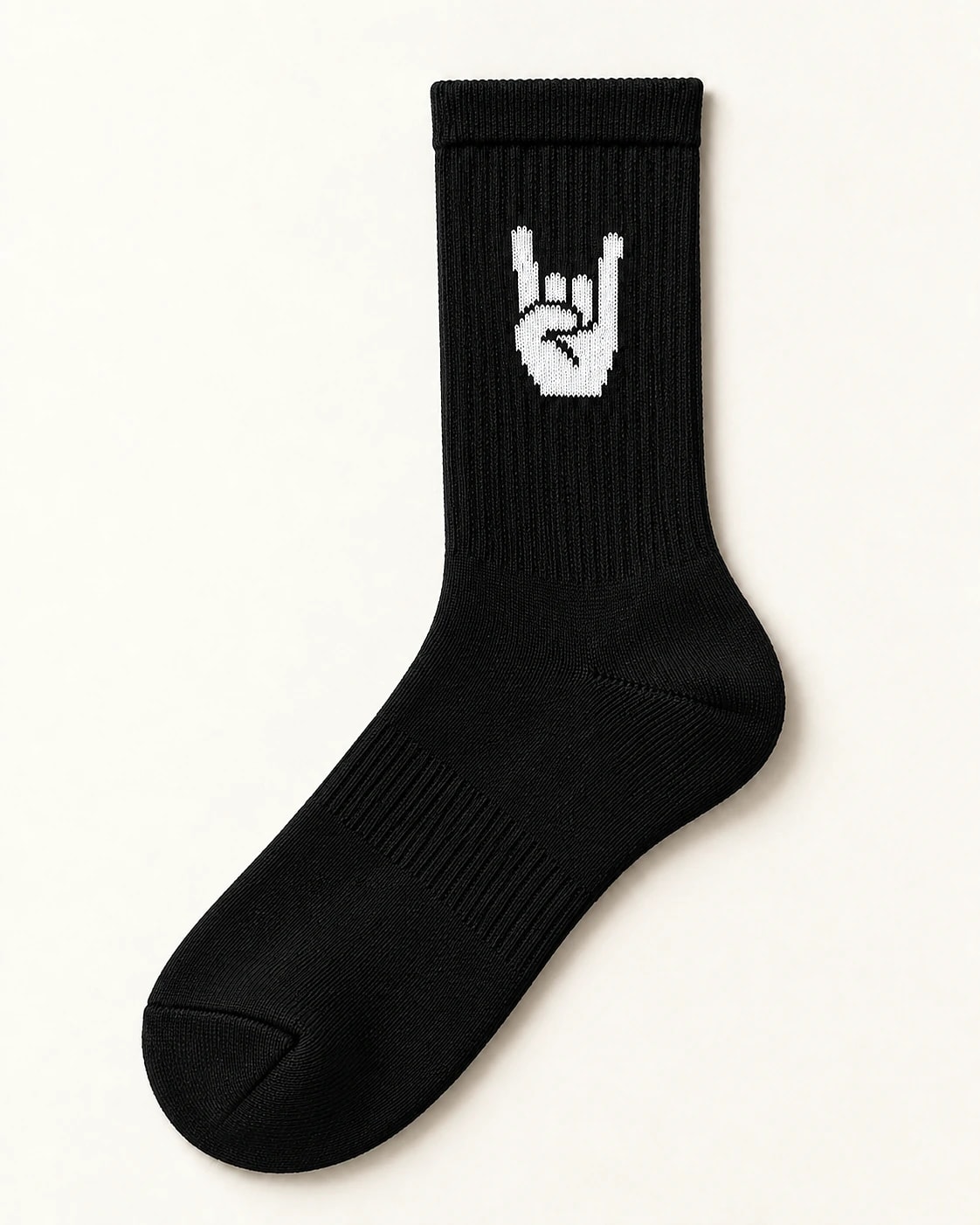 Rock Hand sock, knitted crew sock