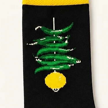 Nimbu Mirchi sock, close-up of the knitted pattern